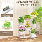 LASZOLA Plant Stand Indoor Outdoor Tall with Plastic Tray, 7 Tiers White - Image 6
