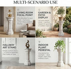 Merax 22.64" H 22.44" H Ornate Floral Pedestal Plant Stand, Finish MGO Decorative Column Side Table for Indoor/Outdoor, No Assembly Required, Antique White - Image 4