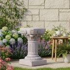 Merax 16.73" H Corinthian Pedestal Plant Stand, MGO Decorative Pedestal Side Table for Indoor Outdoor Entryway Garden Home, Antique White, No Assembly Needed - Image 5