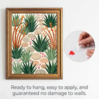 Framed Canvas Wall Art Bohemian Gouache Desert Garden Pathway Terracotta Green Canvas Print Poster Gold Frame Wall Decor for Living Room Desert Botanical Art, Boho Home Decor - Inch 16x20 - Image 2
