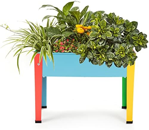 Raised Garden Bed With Legs, Galvanized Planter Box for Herbs and Vegetables (Multi-Colored) by ProGard