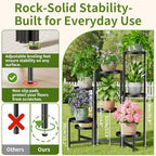 8 Tiered Plant Stand Indoor for Multiple Large Planter, Tall Heavy Duty Adjustable Folding Rack with Rustproof 7.9 Inch Wide Tray, Plant Shelf for Corner Living Room - BlackDisk - Image 3