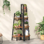 HOOBRO Corner Shelf, 3-Tier Corner Shelf Stand, 40” Tall Ladder Bookshelf, Industrial Corner Display Shelf Plant Stand for Living Room, Kitchen, Home Office, Rustic Brown BF143CJ01 - Image 4