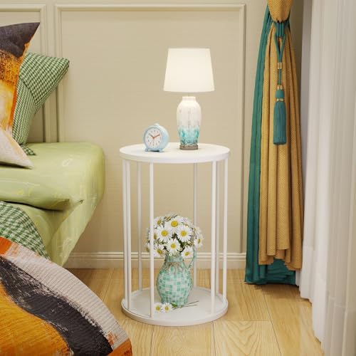 Plant Stand Indoor,small plant stool,Flower Pot Corner stand holder,Mid Century Heavy Duty Metal Tall Home Decor,Modern Round End Table,Small Rustic Display Stand for Living Room,Bedroom(White,18In) - Image 5