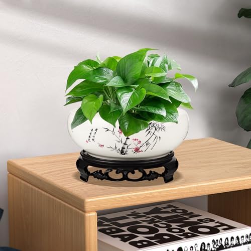 Lotus Bowl Planter Non-Porous Indoor Hydroponic Pots with Stand, Elegant Flower Vessel for Home Garden Decor(Garden) - Image 6