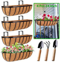 HKZ Deck Balcony Railing Planter Window Boxes - 4 Pack 24 Inch Planter Box, Balcony Planters Railing Hanging, Window Boxes Outdoor Fence Planters by HKZ