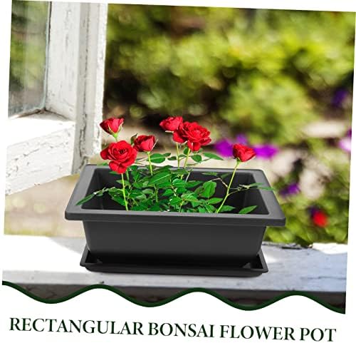 8 Sets Rectangular Plastic Flower Pots with Tray for Gardening Xmas - Image 2