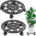 2 Packs Rolling Plant Stand with Wheels 13 In Metal Plant Caddy with Wheels by Planterhoma