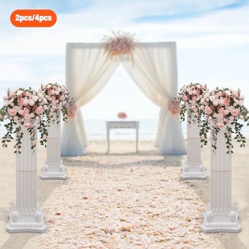 4Pcs Wedding Roman Column, Wedding Landscaping Plastic Roman Pillar Artistic Roman Column Statue Party Flowerpot Holder Wedding Event Decorative Columns for Wedding Party Celebration Decor - Image 5