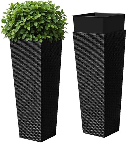 Devoko Resin 32'' Tall Planters, Large Taper Outdoor Planter by DEVOKO