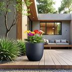 Kante Modern Home Minimalist 18" Dia Charcoal Concrete Bowl Planter - Image 3