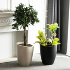 Bevel Mouth Concrete Tall Flower Pot, Large Outdoor Decorative Plant Pot with Drainage Hole,Modern Planter Pots for Home,Garden,Patio,Courtyard,Porch,Black1 - Image 3