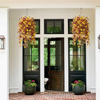 Fake Mums Fall Artificial Hanging Flowers Basket for Outdoor Decoration - Image 4