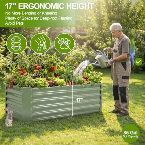 Galvanized Steel Raised Garden Bed, 4x2x1.4ft, 2Pack, Green - Image 3