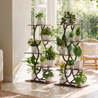 Plant Stand Indoor with Grow Lights - 5 Tiered Corner Plant Shelves (Brown) - Image 5