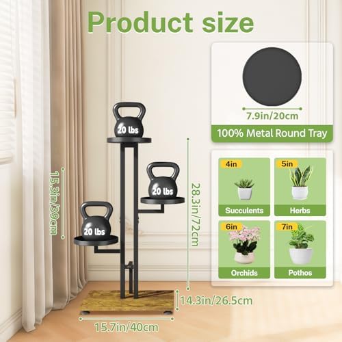 iDavosic.ly 3 Tier Plant Stand Indoor Outdoor, Tiered Corner Shelf, Black - Image 2