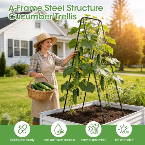 Heavy Duty Cucumber Trellis, 50" x 17" A-Frame Garden Trellis - Image 3