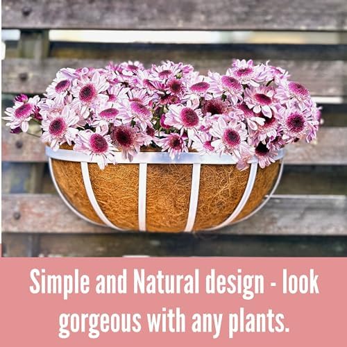 LaLaGreen Window Planter Box (16 Inch, 2 Pack) White Metal Deck Railing Flower Boxes with Coco Liners, Rectangular Wall Planters for Outdoor Plants Horse Troughs Fence Balcony Garden Herb Patio Porch - Image 4