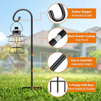 Gtongoko 32 Inch Shepherd Hooks for Outdoor 4 Pack, Adjustable Garden Hooks for Hanging Plants, Lanterns, Solar Lights, Mason Jars & Wedding Decor, Matte Black Decorative Shepherd’s Hooks - Image 2