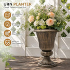 20 Inch Urn Planter for Outdoor Plants, Set of 2, Bronze - Image 4
