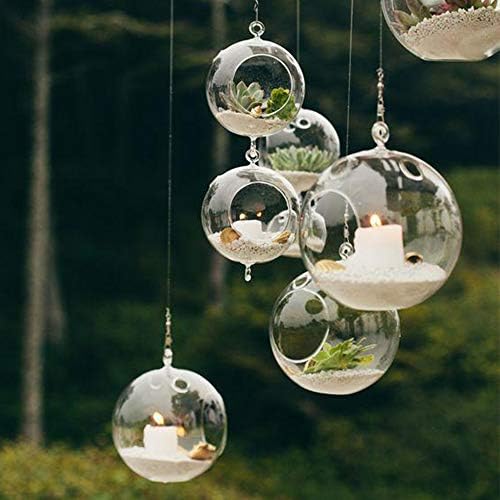 WGV Hanging Terrarium Globe, Width 4", Height 4.75", DIY Air Succulent Planter, Clear Glass Vase Orb with Flat Bottom, Candle Holder for Windowsill Outdoor Garden Decor, 12 Pieces Bulk - Image 6