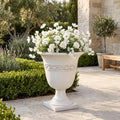 Merax 20.47" H Classic Outdoor Planter with Drainage, Antique White by Merax
