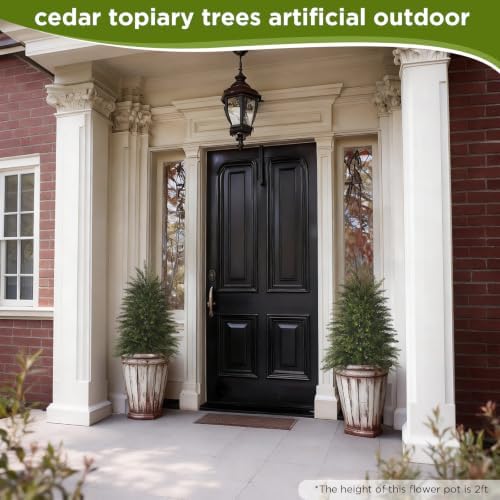 3 ft Artificial Topiary Cedar Trees Set of 2 for Outdoor - Image 6