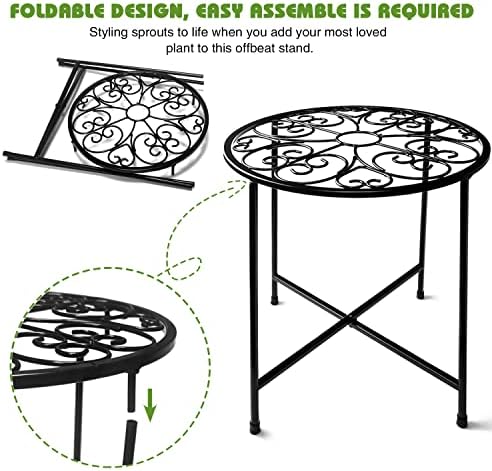 Plant Stand Indoor Outdoor, 2 Pack 15" Tall Flower Pot Stand, Round Metal Corner Plant Stand for Flower Pot, Rustproof Flower Plant Holder for Home, Garden, Patio, Plant Lovers, Housewarming - Image 3
