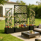 aboxoo 52" Metal Planter Box with Privacy Screen Trellis Raised Bed - Image 7