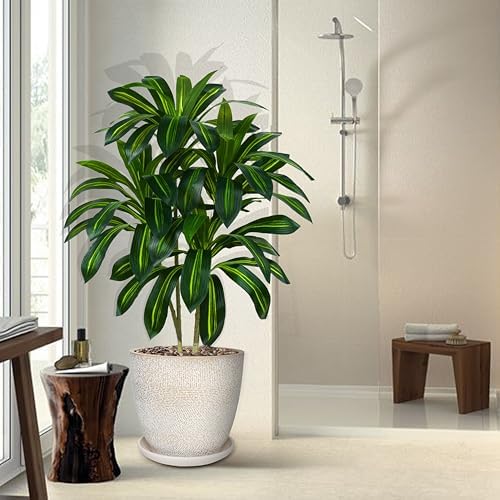 2 Pack Artificial Dracaena Tree, 4FT Fake Indoor Plant with White Planter - Image 6