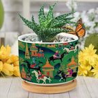 Bright Emerald Green Ceramic Planters Chinoiserie Decor Planters for Outdoor Plants with Drainage Holes and Saucers Pot for Indoor Outdoor Garden - Image 6