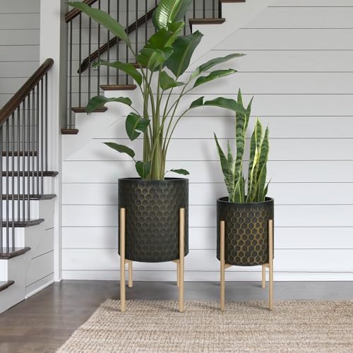 Oakrain Mid Century Planters for Indoor Plants Set of 2 Plant Pots - Image 5