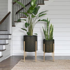 Oakrain Mid Century Planters for Indoor Plants Set of 2 Plant Pots - Image 5