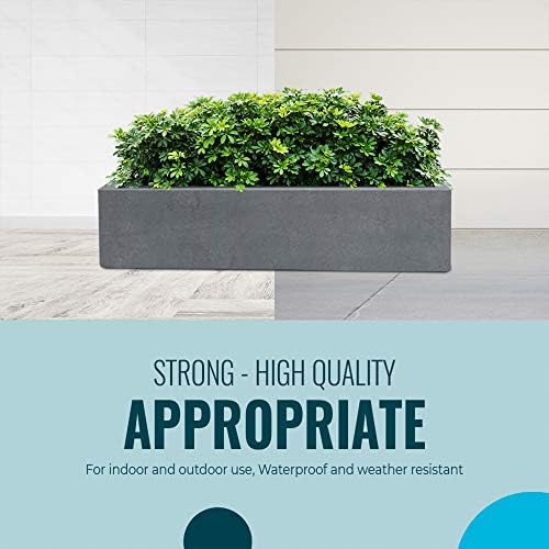Cement Gray Rectangular Planter Box for Outdoor Plants - Elegant Long Rectangle Modern Outdoor Flower Pot – 8”H x 8”W x 31.5”L - Image 3