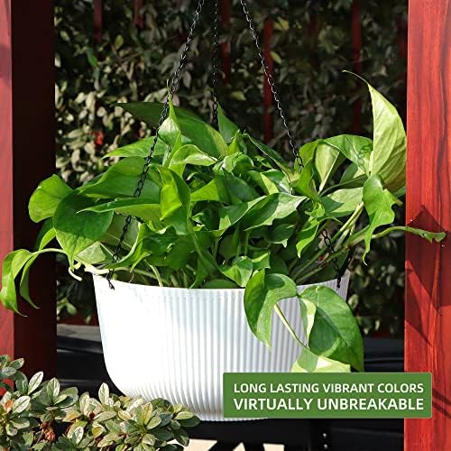 Dexceder 11.2 Inch Self Watering Hanging Planter (2 Pack, White) - Image 6