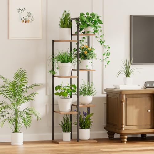 50" Tall Plant Stand Indoor - 7 Tiered Metal Flower Pot Stands for Multiple Plants - Corner Plant Shelf for Living Room Home Gardening Decor (Black) - Image 3