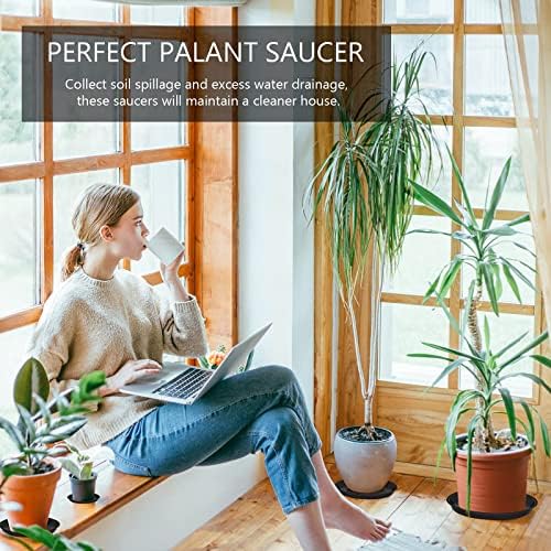 VUWEZ 6 Pack of 20 inch Plant Saucer (18 Inch Base), Plant Tray 20 Inch Round, Plant Saucers for Indoors, Plant Trays for Pots, Flower Pot Saucers, Pot Saucers for Planter 16-21" (20", Black) - Image 6