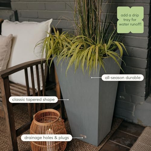 Veradek Pure Series Taper Planter - Tall Tapered Outdoor Planter with Shelf - Image 7