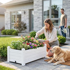 Small Raised Garden Bed, Durable Resin Planter Boxes Outdoor with Drain Plug and Water Level Monitor for Plants Vegetables Flowers Fruits(Ashen) - Image 6