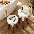LitaEther Modern Wood Plant Stand set of 2, Accent Table, Bath Stool, Milking Stool set 9" D x 9" W x 12" H & 9" D x 9" W x 16" H for Living Room Bedroom - Image 7