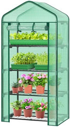 Ohuhu Mini Greenhouse for Indoor Outdoor, 27 x 19 x 62-Inch Small Plant Green House 4-Tier Rack Stand Portable Greenhouses with Durable PE Cover for Seedling, Ideal Gardening Gifts for Women Men by Ohuhu
