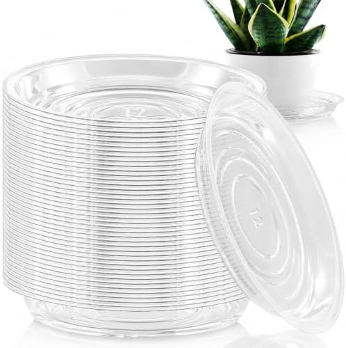 60 Pack 12 Inch Plant Saucer Clear Plant Saucers for Outdoors Plants Drip Trays Extra Large Pot Saucer No Holes Pot Saucers Planter Trays for Outdoor Plants Bulk Plastic Tray for Flower, Potted Tree by UltraOutlet