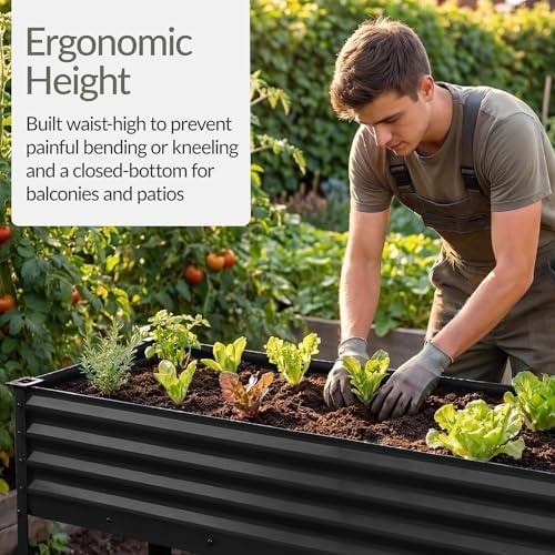 Best Choice Products 48x24x30in Galvanized Raised Garden Bed, Metal Elevated Planter Box, Vegetable Garden for Backyard, Patio, Balcony, 100% Non Toxic Materials - Black - Image 5