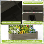 PatioZen Raised Garden Bed with Trellis, 21 Gallon Self Watering Planter Box with Lockable Wheels & Drainage Holes for Climbing Plants Vegetables Flowers, Anti-Rust Resin for Backyard Patio (Grey) - Image 5