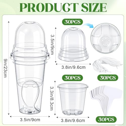 30 Pack 3.5" Self Watering Propagation Pots Clear, Plain Cup - Image 3