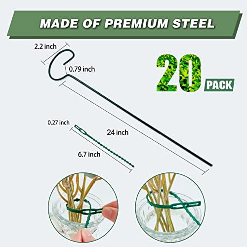 20 Pack 24 Inch Plant Support Stakes for Outdoor Plants and Indoor Flowers - Image 3