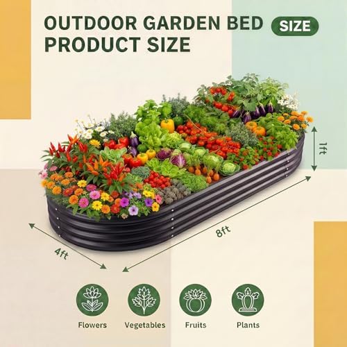 Land Guard 2Pcs 8ft Galvanized Steel Raised Garden Bed, 8 x 4 x 1 ft Large Metal Raised Planter Beds, Raised Garden Bed for Vegetables, Grey - Image 2