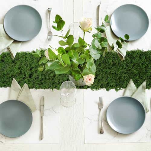6 Artificial Moss Table Runner Halloween Enchanted Party Decor, Green - Image 6