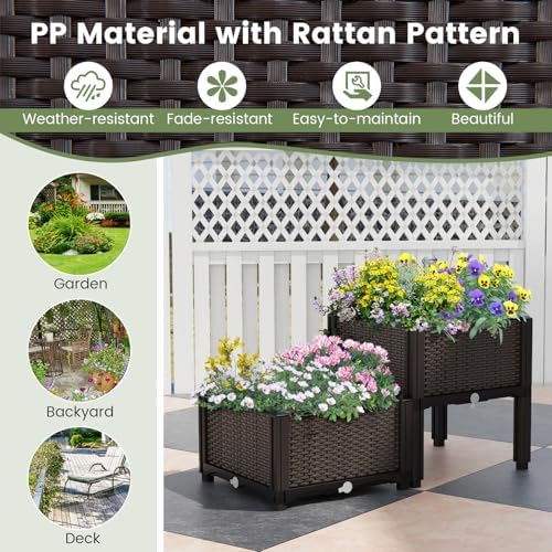 S AFSTAR Raised Garden Bed with Removable Legs & Brackets, 6 Pack Elevated Garden Planter Kits for Flowers Fruits Vegetables, Multiple Combination Planting Box Container for Garden Patio Balcony - Image 6