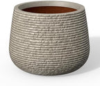 Kante Accent Round Curved Weathered Concrete Planter 17.3" Dia, Outdoor by Unknown